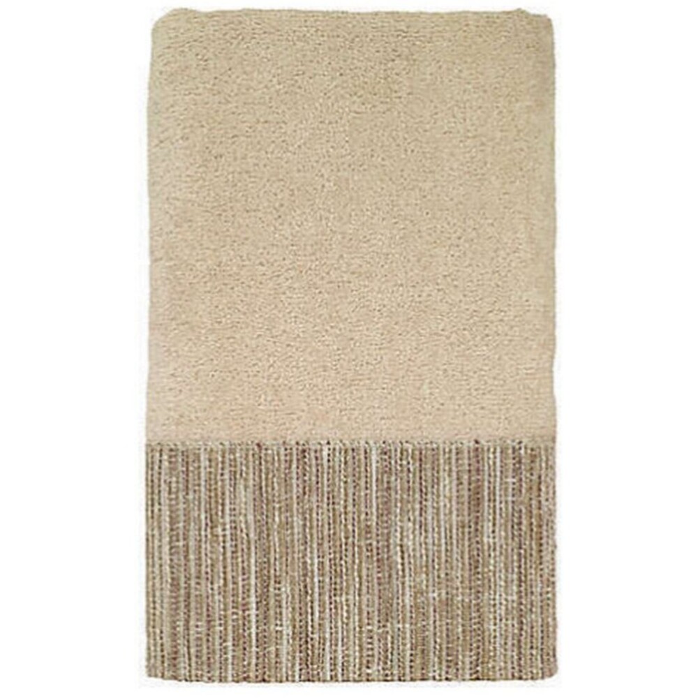 Avanti Brentwood Hand Towels Bathroom Beige Jacquard Border 30x16" Set of 2